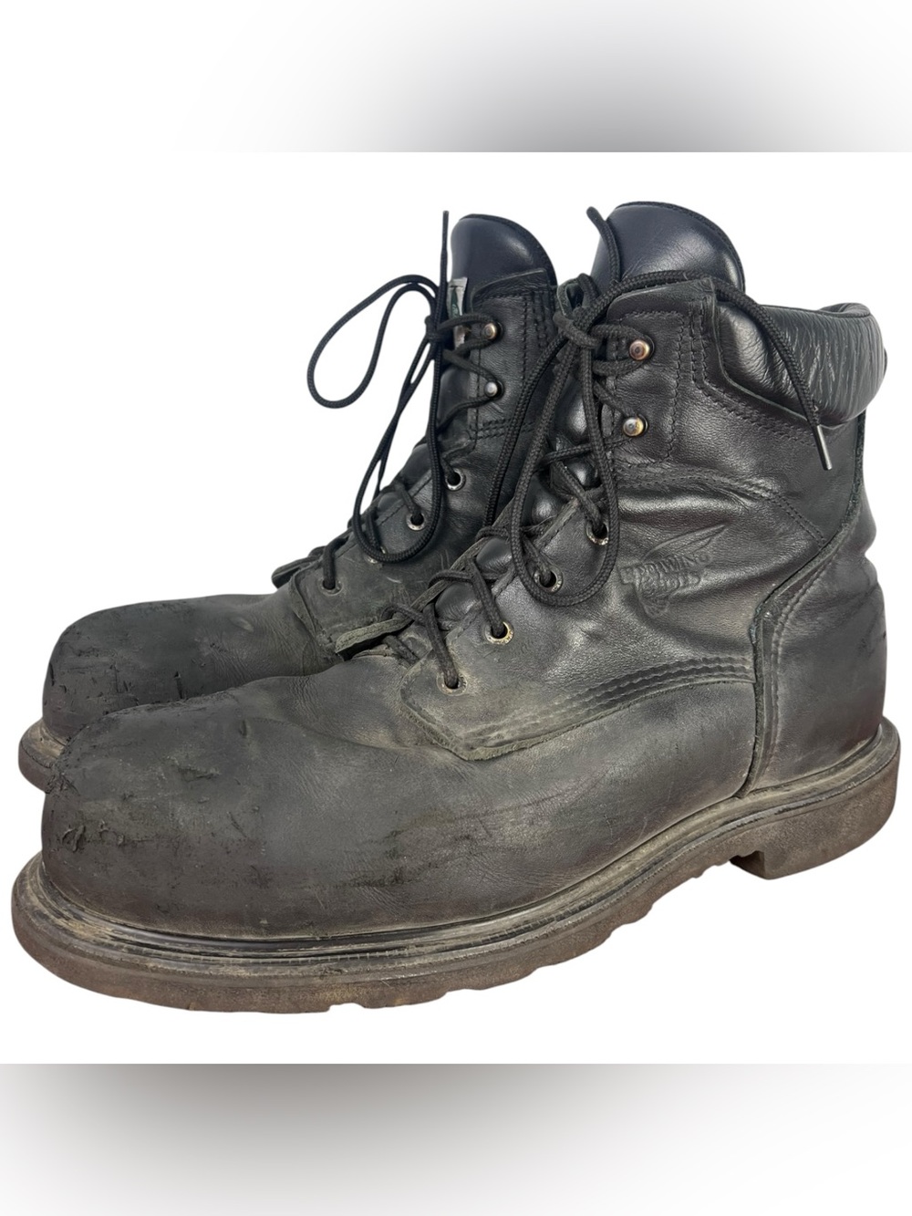 Red Wing 3507 Men Size 13 EE Leather Black Safety Work Boots Steel Toe USA MADE